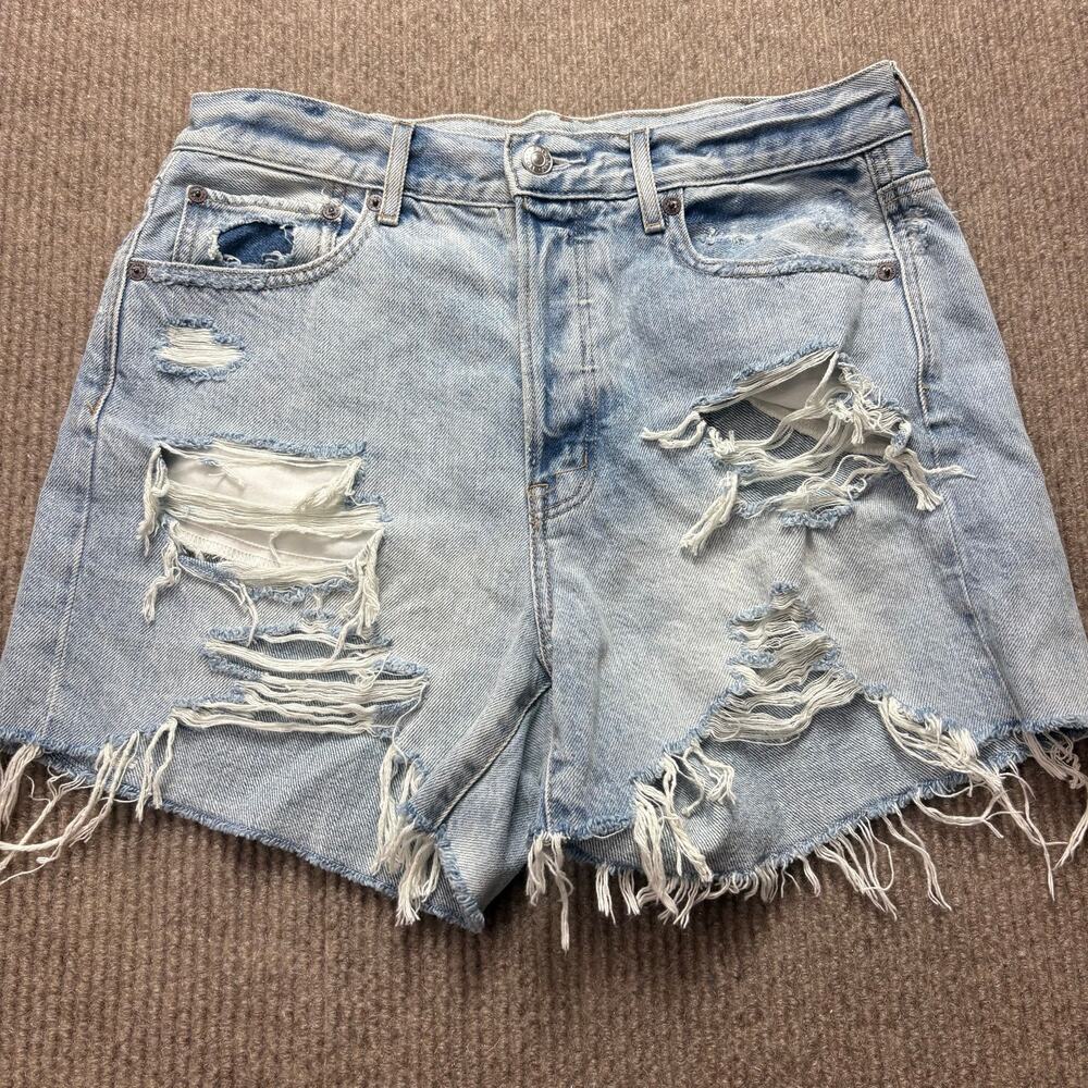 NWT American Eagle Destructed High-Waisted Denim Shorts Light Wash Size 8